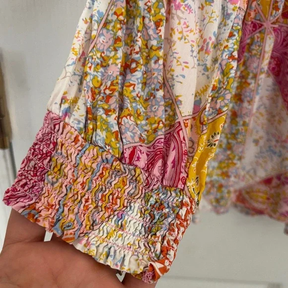 Rose & Olive Vibrant Patchwork Blouse size L - Picture 7 of 9